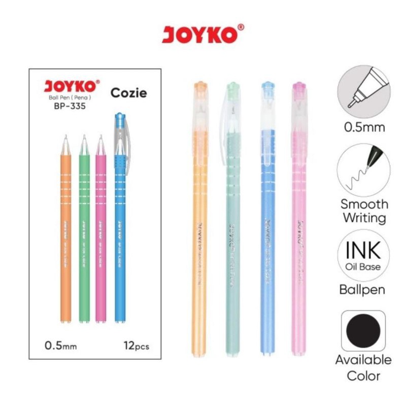 

joyko bolpen pena BP-335 Cozie 0,5 mm isi 12