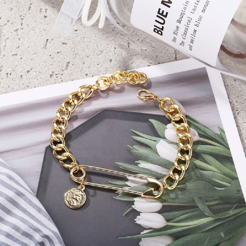 Fashion Bohemian Bracelet Paperclip chain Avatar pendant Women Retro Alloy Bracelets Accessories