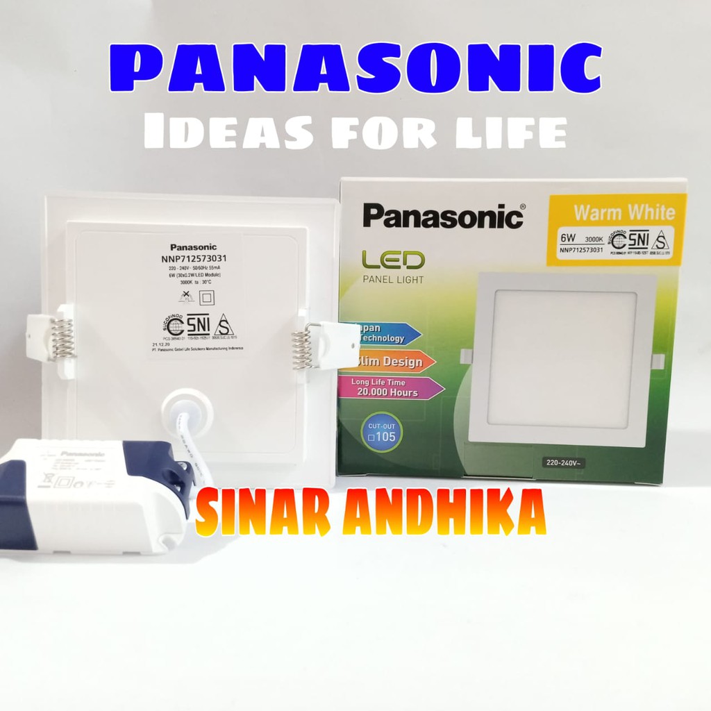 LAMPU LED DOWNLIGHT (SLIM) PANEL KOTAK PANASONIC 6 WATT NNP 71267/NNP 71257