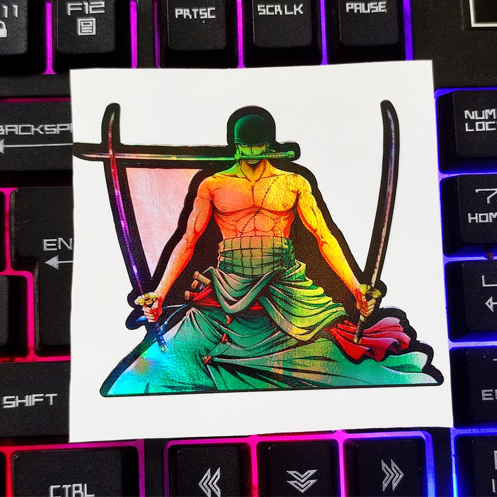STICKER STIKER HOLOGRAM ANIME - ONE PIECE ZORO - TIKER ANIME HOLOGRAM