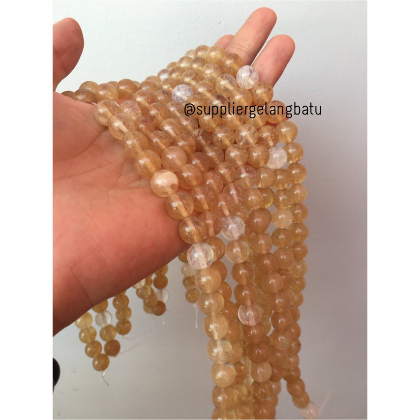 natural batu CITRINE kuning 10mm kristal yellow citrin media kesehatan aksesoris pernak pernik sehat