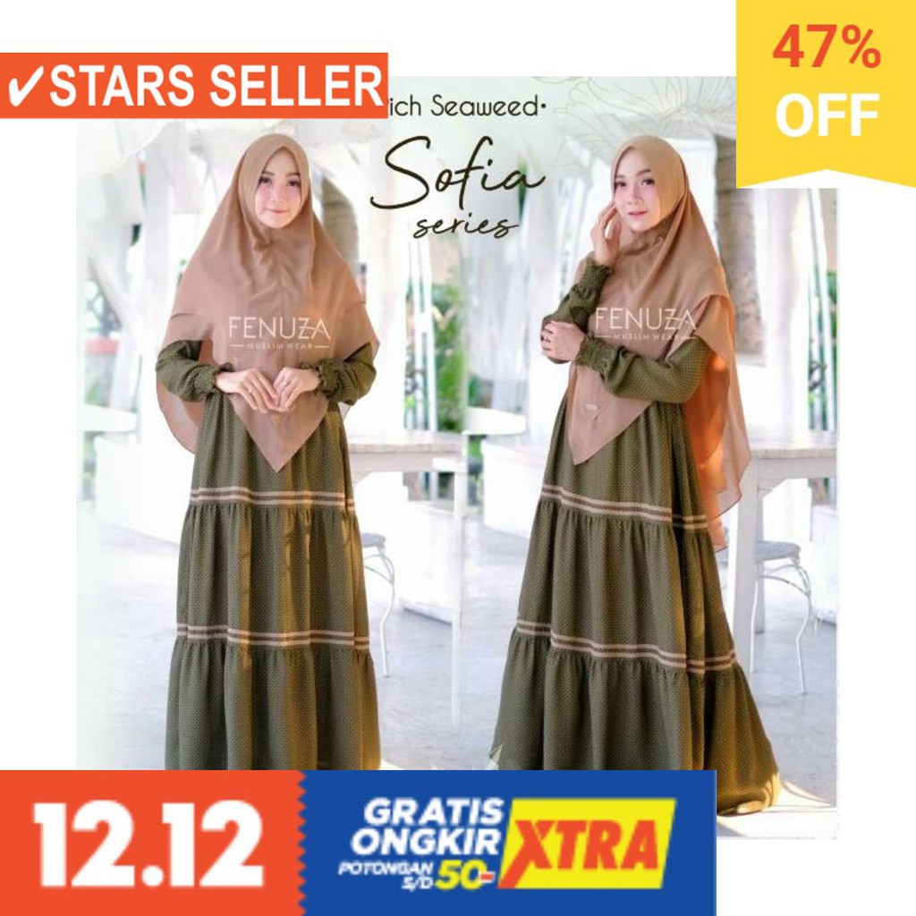BAJU LEBARAN PAKAIAN MUSLIMAH SYARI BERGO BALOTELI / Gamis/Dress/Sofia Dress by Fenuza