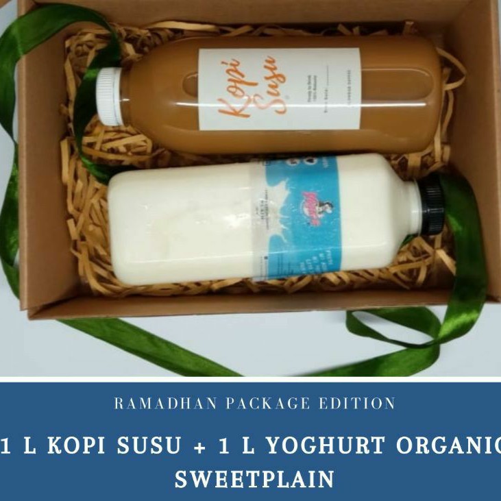 

1 L Yoghurt Organik Sweetplain + 1 L Kopi Susu by Slowbar.Coffee (Hampers/Kado/Bingkisan Lebaran)