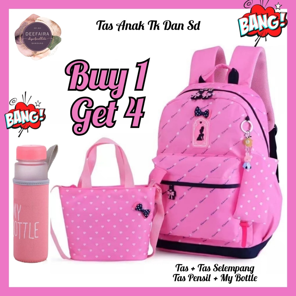 Tas Sekolah Anak Perempuan Backpack Free Botol Minum Untuk Anak Tk Paud Dan Sd