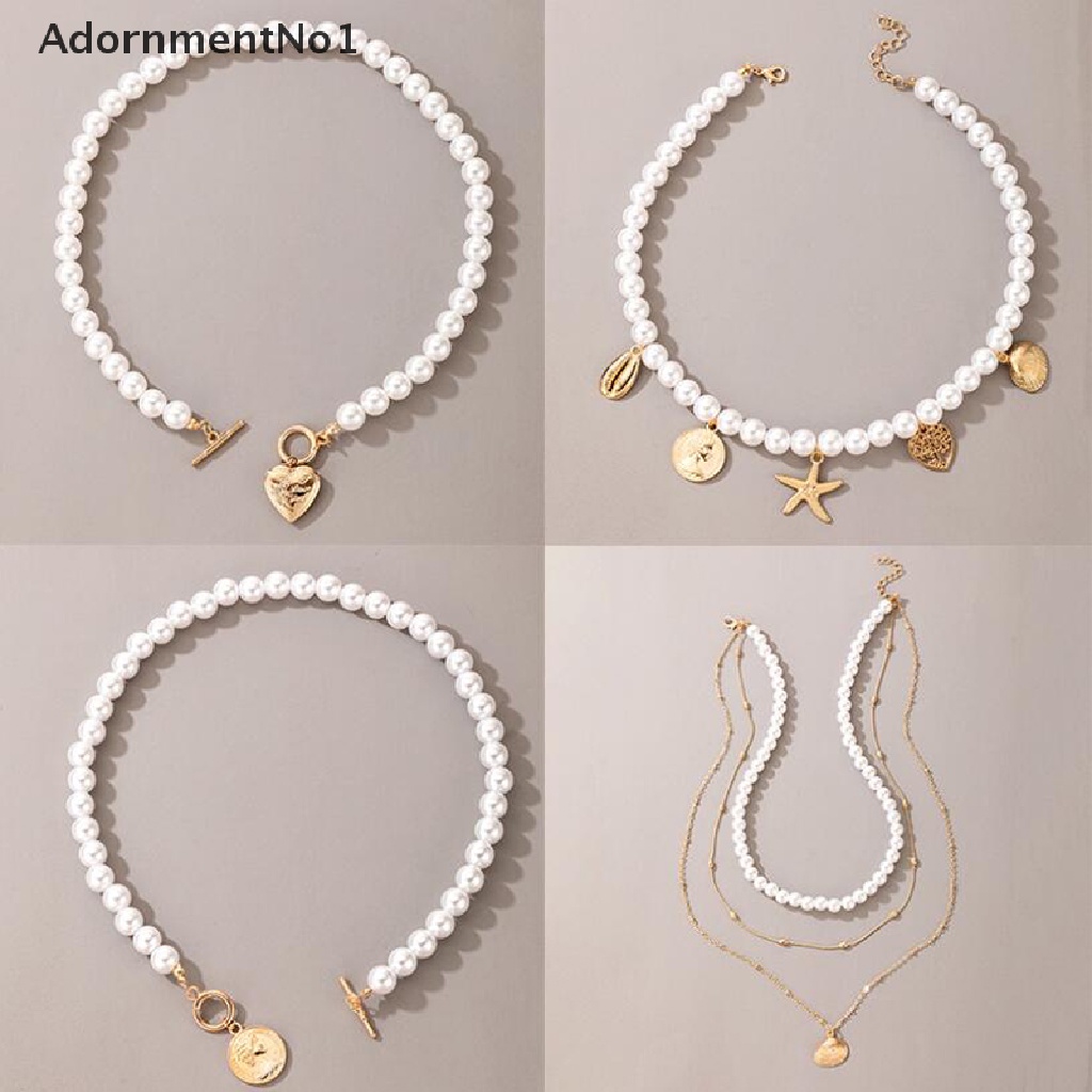 (AdornmentNo1) Kalung Choker Rantai Banyak Lapis Dengan Liontin Kupu-Kupu + Mutiara Imitasi Untuk Wanita