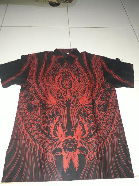 Red Peksi Kemeja Batik Pria Full Furing Katun Primisima Batik Solo Batik Pria Eksklusif Batik Merah