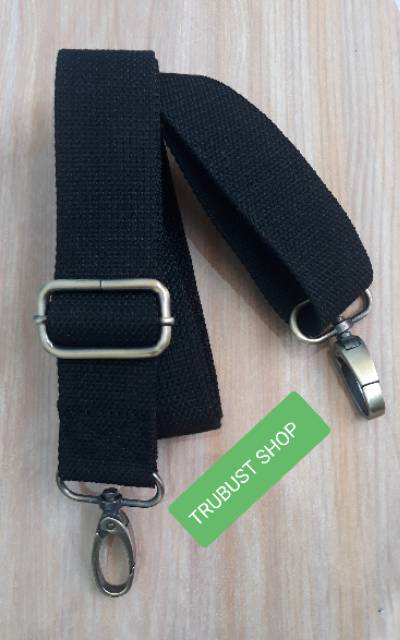 Strap bag tali tas slempang slendang 3,8cm bahan katun hitam