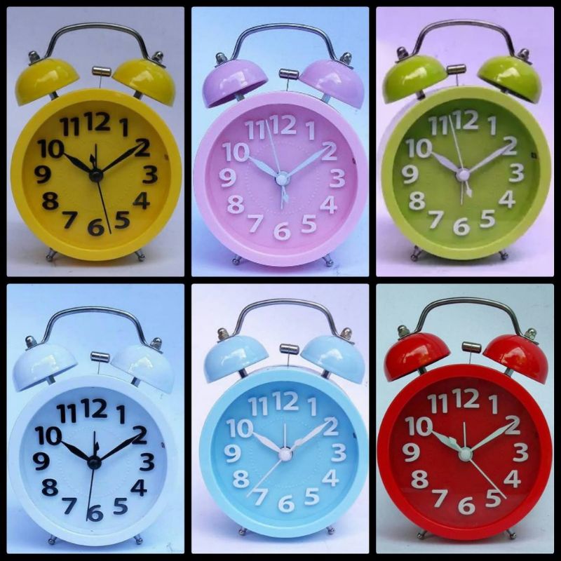 jam weker polos kring berdering nyaring/angka timbul/full colour unik