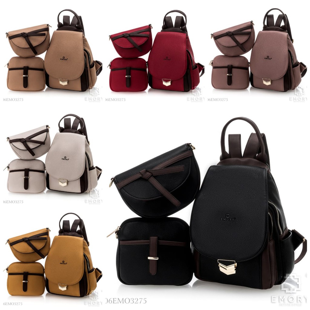 EMORY BARNIA 06EMO3275 TAS RANSEL WANITA SET 3IN1 IMPORT BATAM