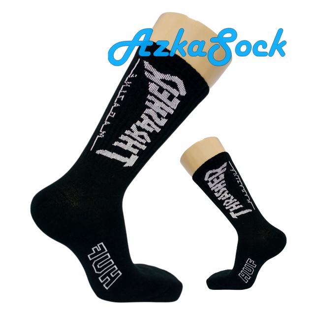 Kaos kaki skate oldschool motif TRS Hitam tulisan kuning putih