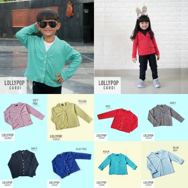Lollypop Cardi 1-8 Tahun / Cardigan Kids Kaos Rib / Jaket Anak Sweater Kaos Ecer Grosir