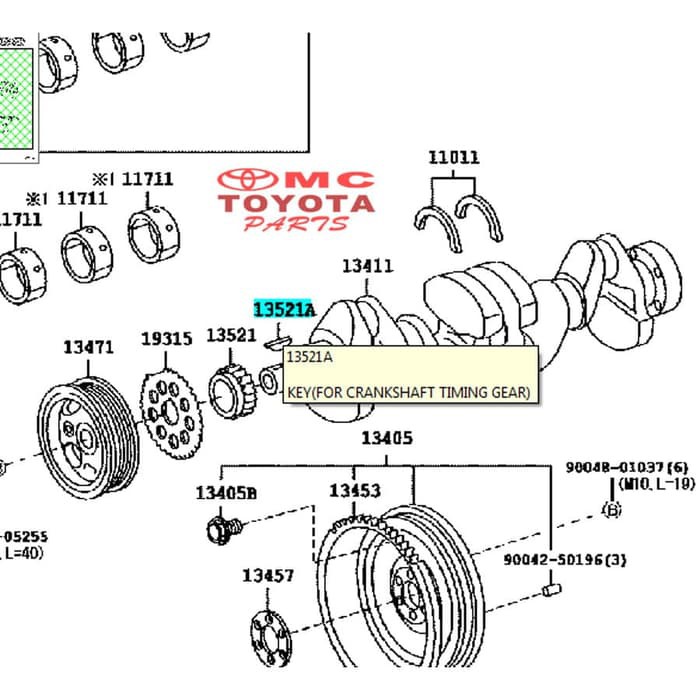 Key For Krankshaft Pulley / Spi Kruk As Avanza Xenia Vios 90042-80034