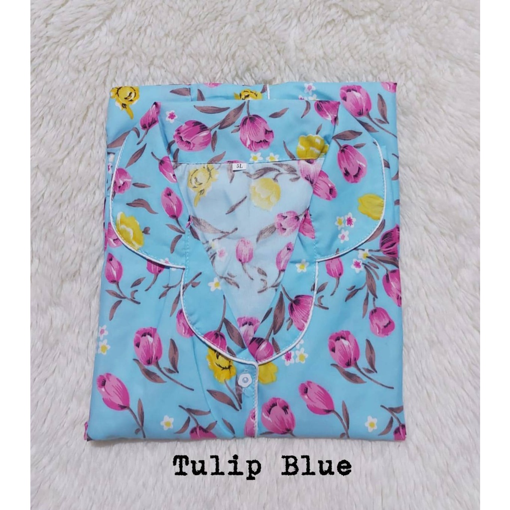 Setelan Piyama Baju Tidur PP Super Jumbo Ld 140 Cm No Tipu Tipu-TULIP BLUE.