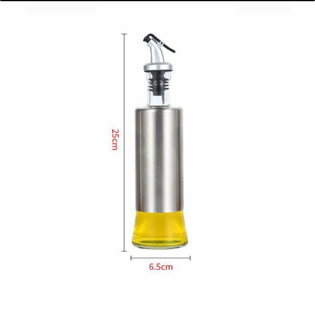 BOTOL Kaca Stainless Tutup POURER Botol Minyak Kecap Cuka 350 ML GHM