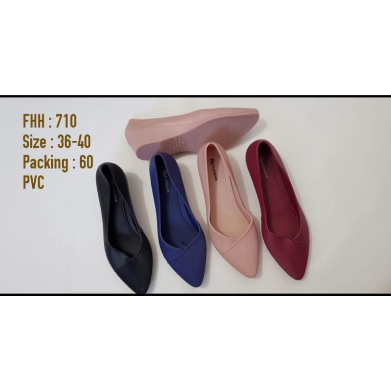 Sepatu karet wanita slop hak 5 cm fuhana ukuran 36-40