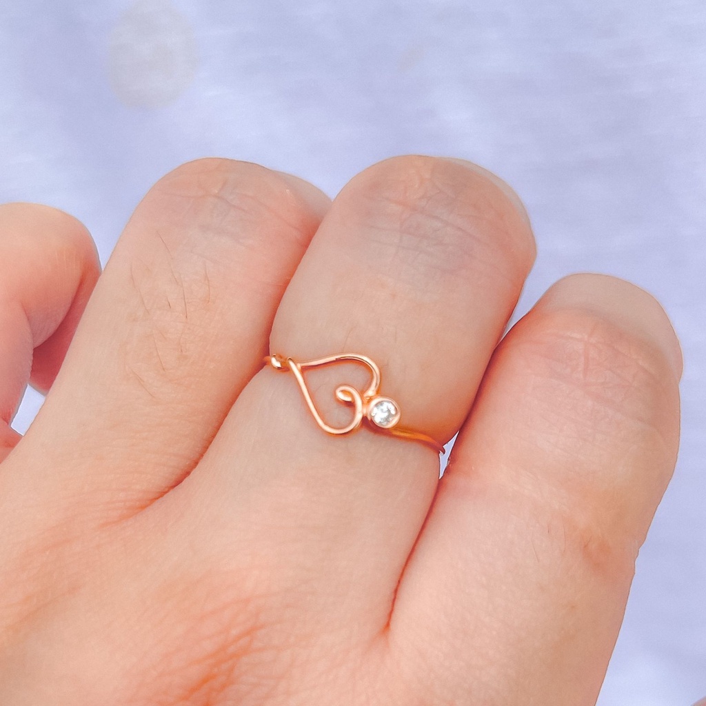 Cincin anak dan dewasa emas asli kadar 750 75% 17k bulat diamond permata love aesthetic no diamond rosegold 1 2 gram