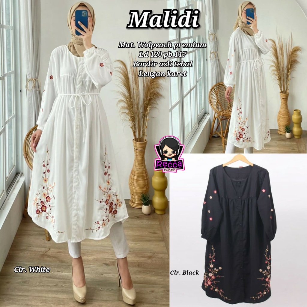 Malidi Atasan Jumbo Wanita LD 120 XXXL Ori Recca Bahan Wollpeach Bordir Premium Motif Bunga Bunga