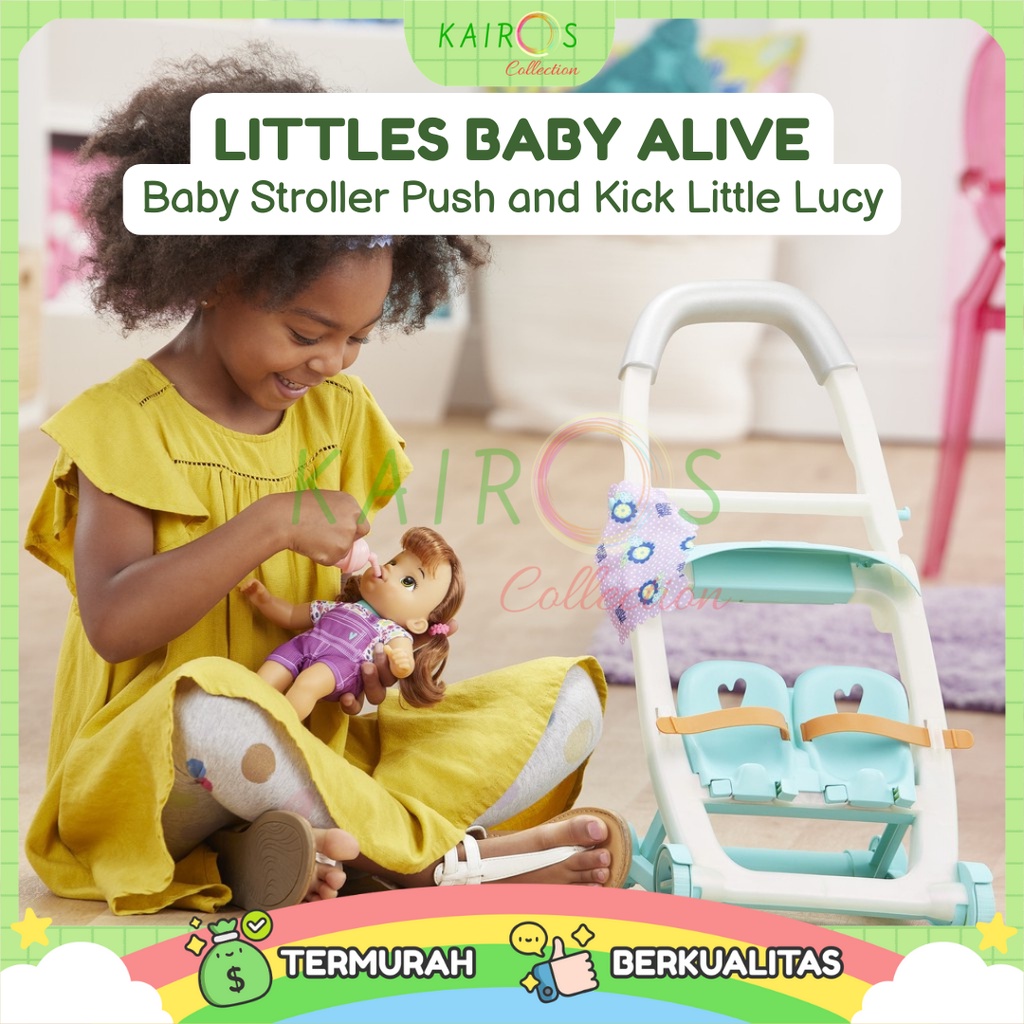 Baby Alive Littles Push &amp; Kick Stroller Little Lucy Brown Hair