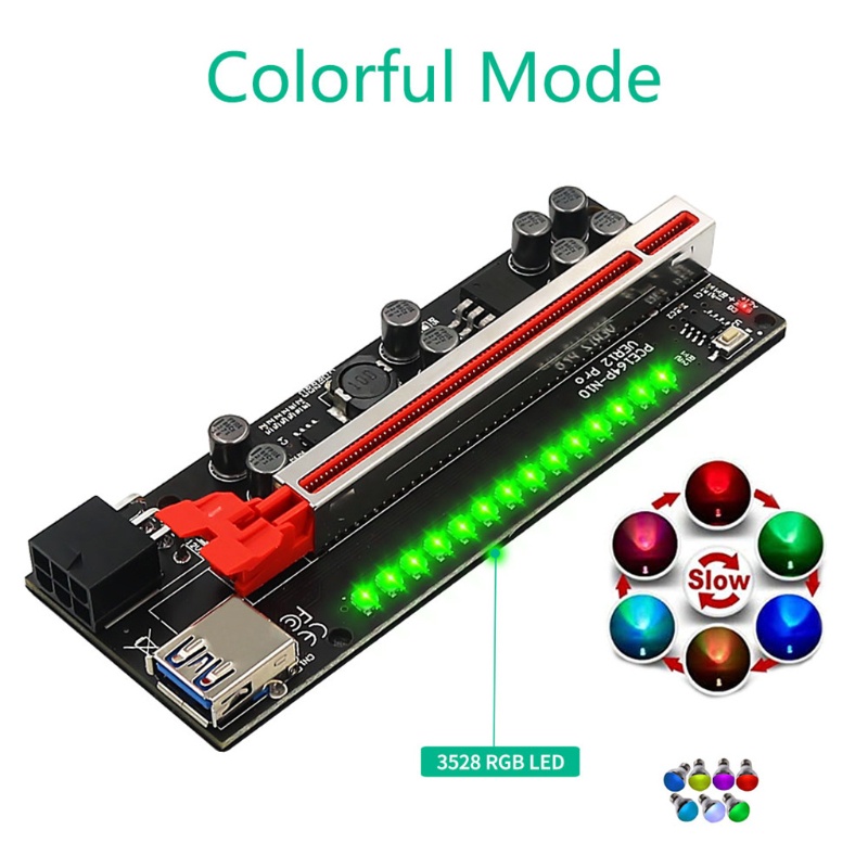 Btsg VER12 Pro PCI-E Riser Untuk Express Riser Adapter 1X to16X Dengan LED RGB Graphics C