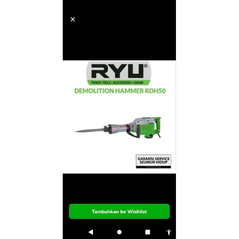 RYU DEMOLITION HAMMER RDH 50 JACK HAMMER RYU MESIN BOBOK