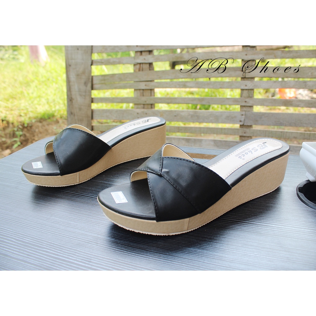 Sandal Wedges Wanita 5 cm Sandal Wanita kokop Hitam Terbaru