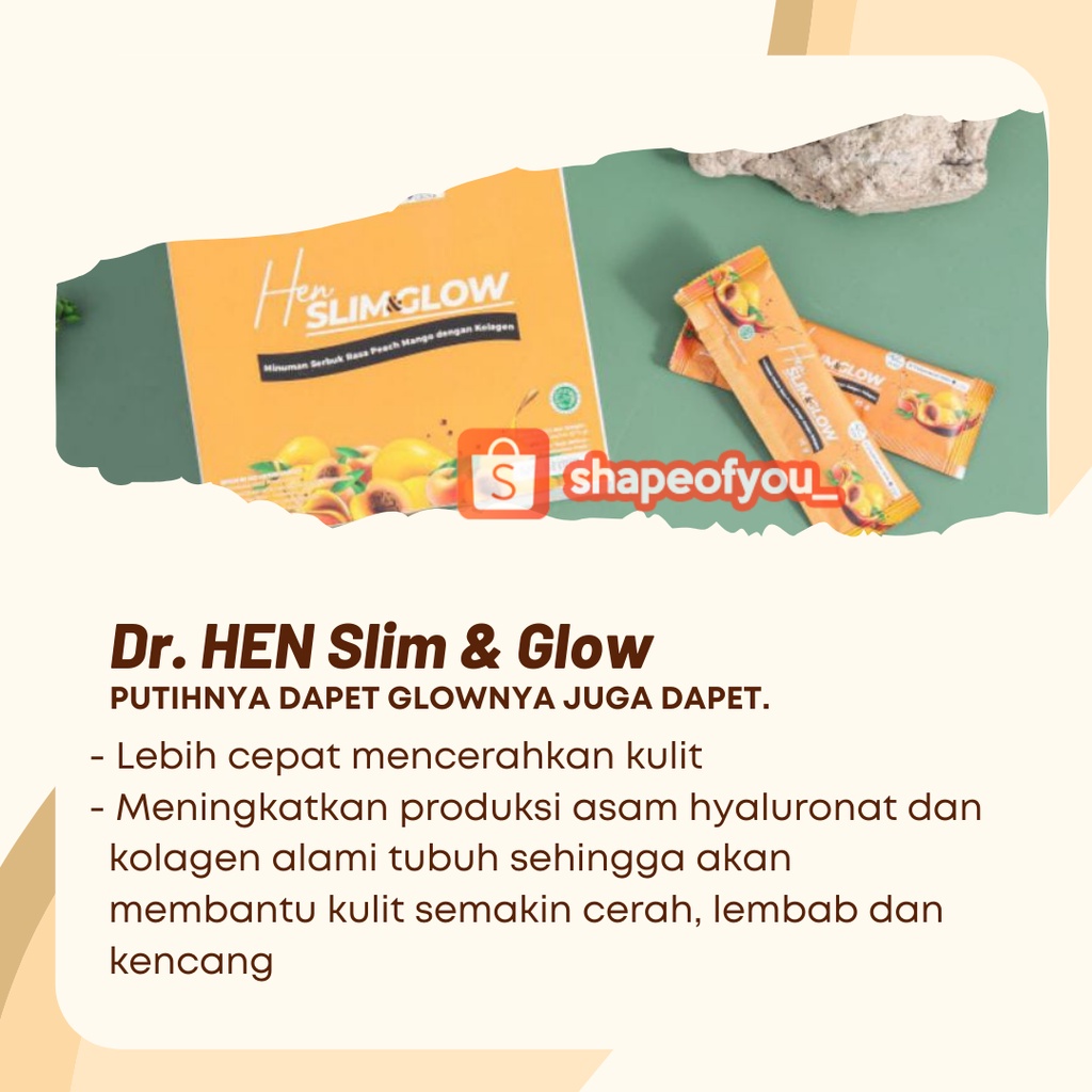 Minuman Kolagen Diet Sachet Pelangsing Dr.Hen Slim Glow DNA Salmon Original Reseller Resmi Perawatan Kulit Perawatan Tubuh