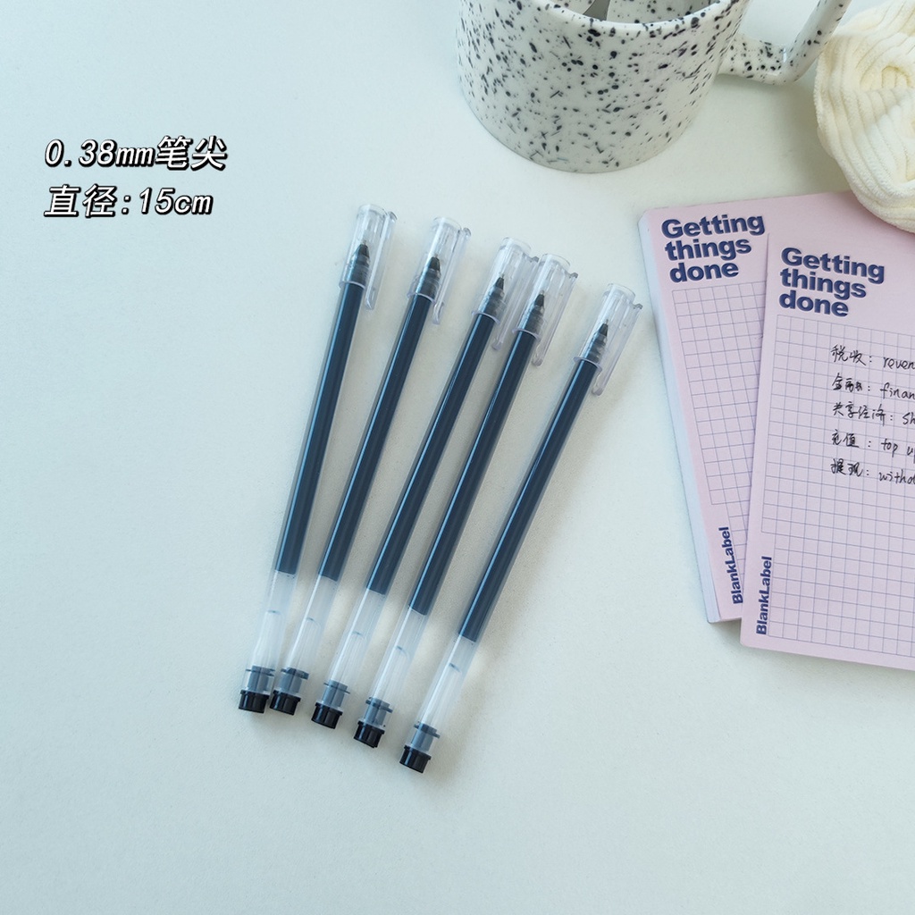 10pcs / set Pulpen Gel Hitam Cepat Kering Gaya Jepang Untuk Pelajar / Kantor