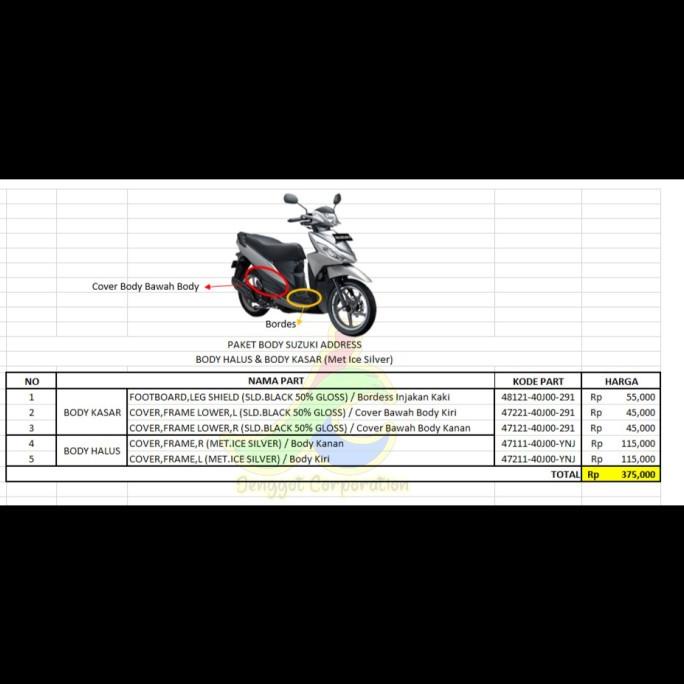 PROMO  paket sparepart suzuki address warna met ice silver original