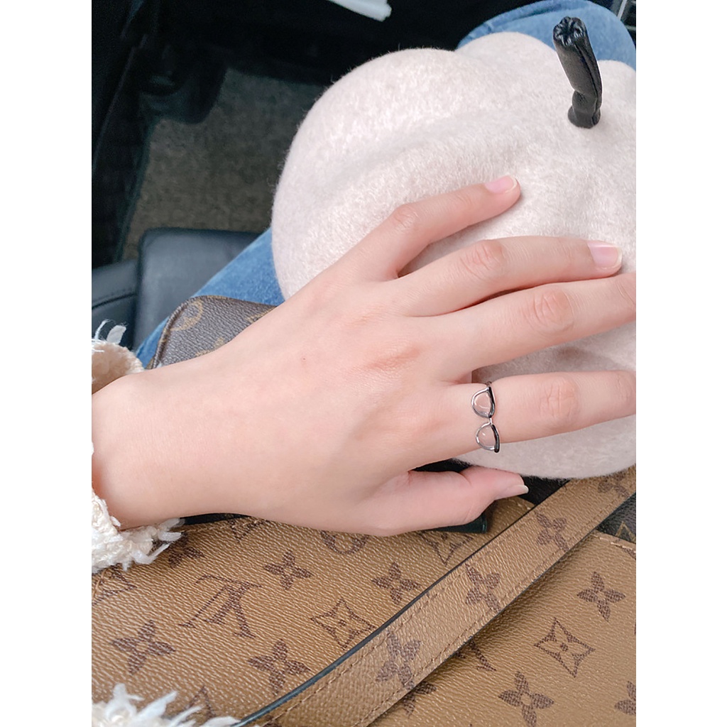 Hu Hu Hu Hu Hu Alat Bantu Pasang Kacamata♡ Cincin Model Terbuka Bentuk Kacamata Dapat Disesuaikan Untuk Wanita