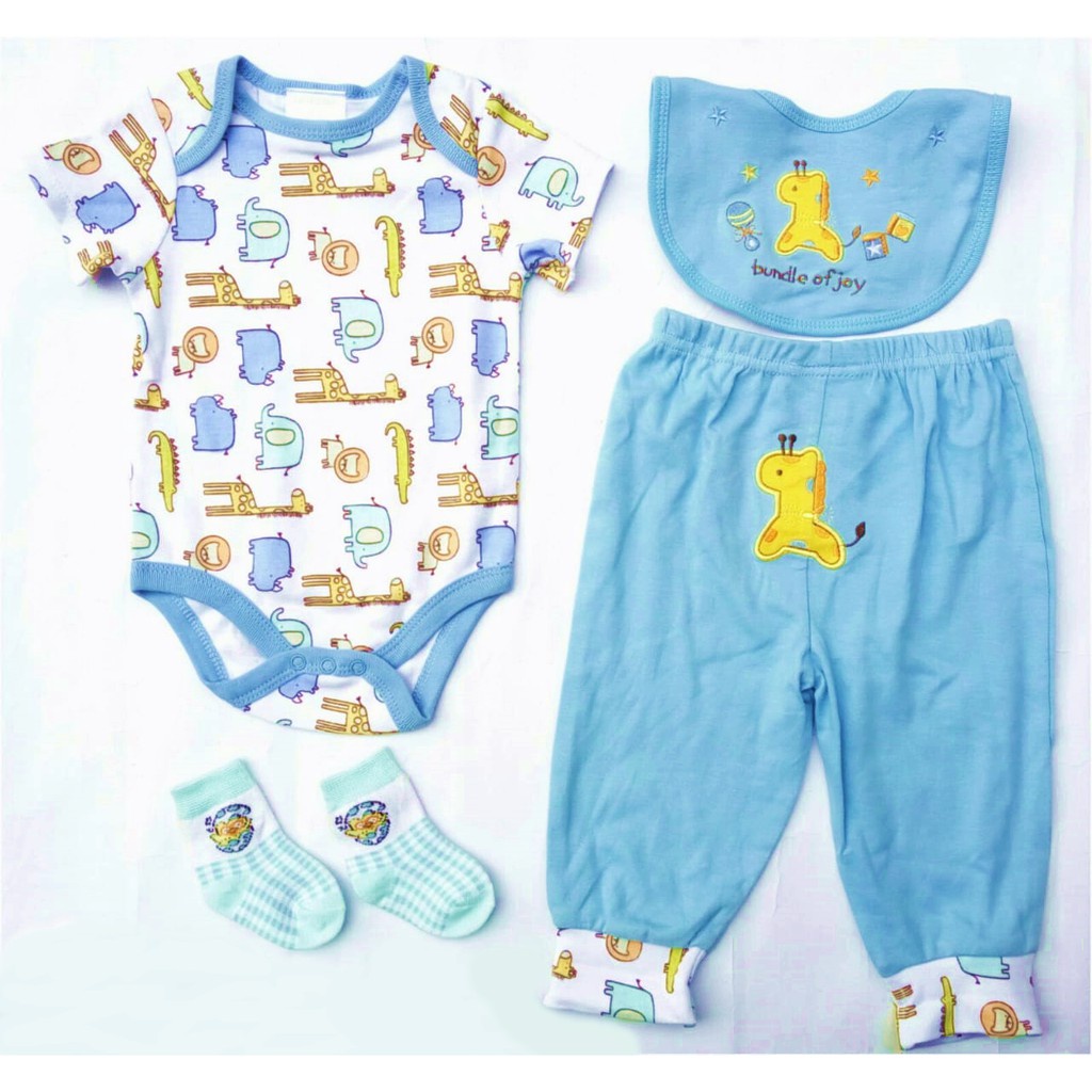 Promo Gajian Jumper Bayi 4in1 Set Slaber Tangan Pendek Carter Love