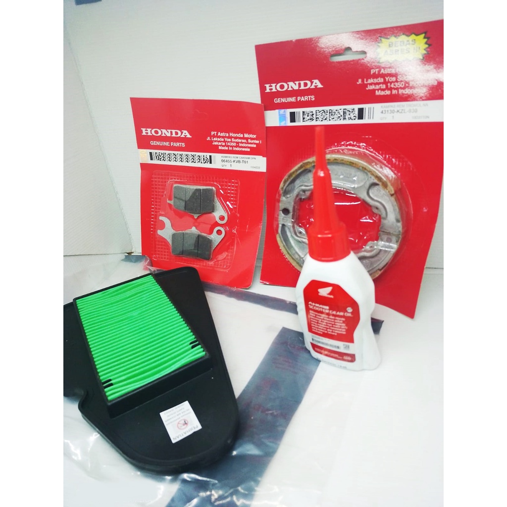 Paket servis oli gardan filter udra beat F1 beat esp beat pop esp beat new beat esp street vario 110 f1 scoopy f1 esp /K16 + kampas rem depn dan belakang