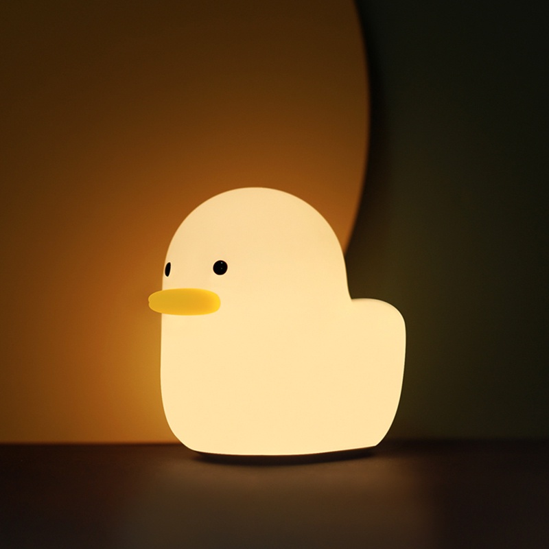 (LUCKID) Lampu Malam LED Bentuk Bebek Lucu Bahan Silikon Lembut Dengan Sensor Sentuh