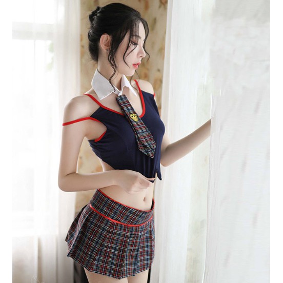 Sexy Set Seragam Cosplay Lingerie WanitaMini Rok Cosplay Seragam Sekolah A190