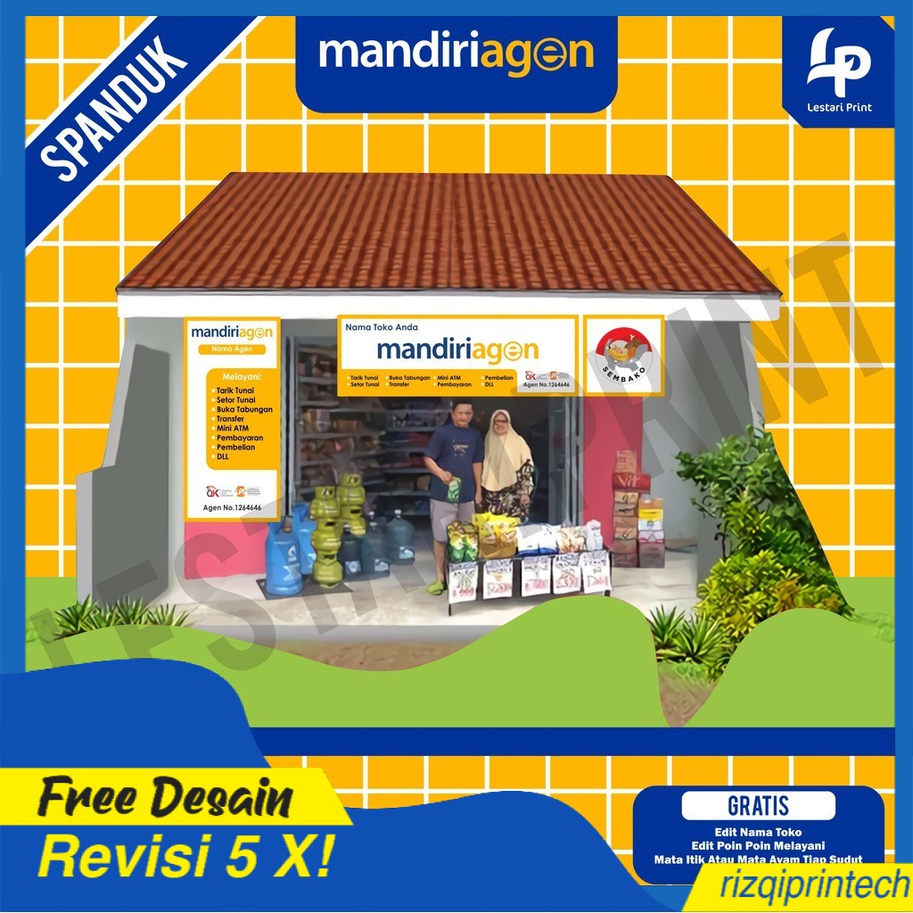 Jual Spanduk Mandiri Agen Sembako Agen Mandiri Banner Mandiri Custom Desain Lestari 3823