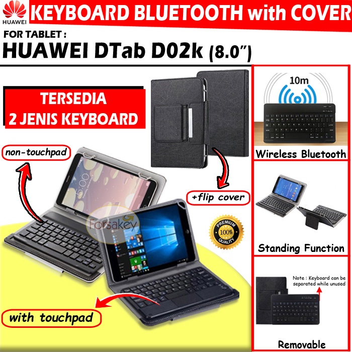 Huawei Dtab D Tab D02k D-02k Compact Docomo Tablet 8 8.0 Inch Wireless Bluetooth Blutooth Keybord Kibord Keyboard Flip Case Casing Book Cover