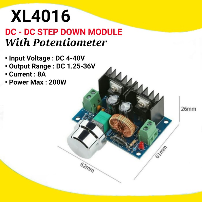 Step Down DC DC 8A 200W Modul Penurun Tegangan Dengan Potensio XL4016