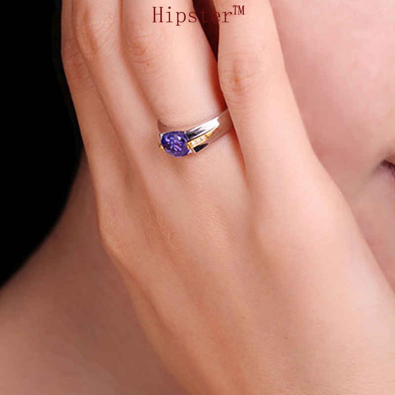 Korean Style Personalized Simple Retro with Opening Ring Inlaid with Gem