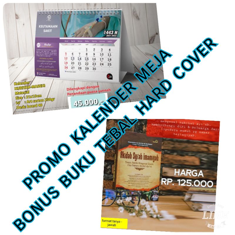 

promo kalender meja plus buku tebal hard cover
