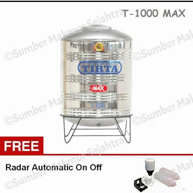 Tangki Air TIRTA Stainless T-1000 @ 850 Ltr Khusus Medan Free Ongkir Fisik
