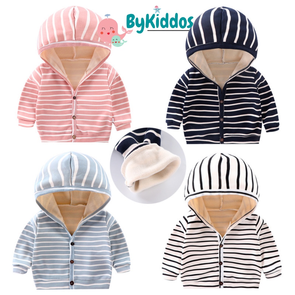 ByKiddos - Jaket Anak Hoodie Import Motif Garis /Jaket Anak Musim Semi / Jaket Anak Unisex / Jaket Hoodie Import Premium