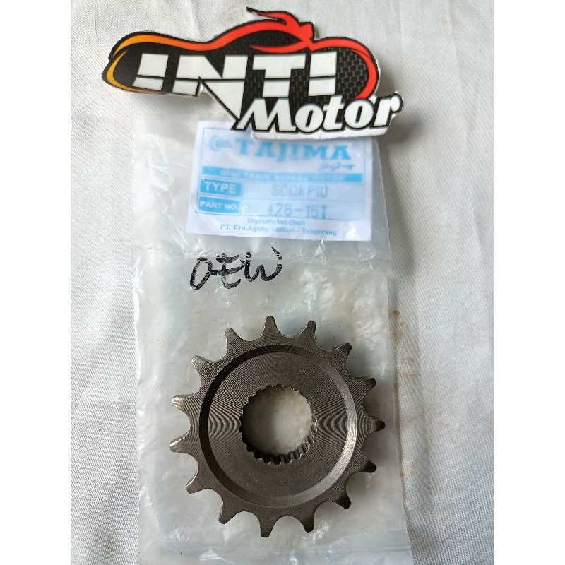 Gir Depan Scorpio ukuran 15 Merk Tajima Ger Depan Motor SCORPIO Gear dpn ukuran 428x15T Scorpio Ger 
