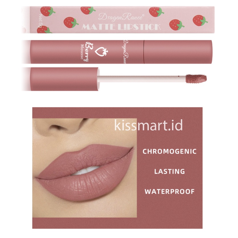 DRAGON RANEE Lip Glaze Berry Mousse Matte Lipstik Waterproof And Drable TD001