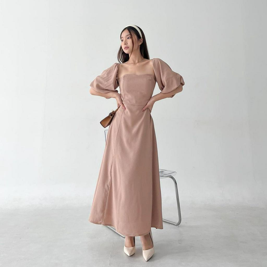 FELICIA BRIDESMAID IN CHOCO MALT - PROM NIGHT GOWN - DRESS SEXY KOREA WARNA COKLAT - MIDI DRESS KONDANGAN - DRESS PESTA SEXY MEWAH - WEDDING DRESS - DRESS PAGER AYU - HADIAH / KADO ULTAH CEWEK