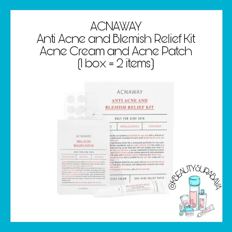 (BPOM) ACNAWAY Anti Acne and Blemish Relief Kit Acne Cream &amp; Acne Patch / ACNAWAY Stubborn Acne Cream