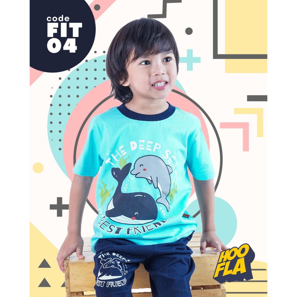 FIT04 Set Kaos  Celana Anak Cowok Tangan Pendek Baju Anak 