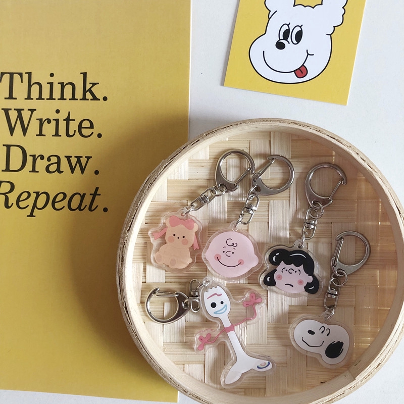 Korea Selatan ins sama Charlie Lucy keychain lucu beruang ornamen mobil kartun garpu garpu liontin akrilik