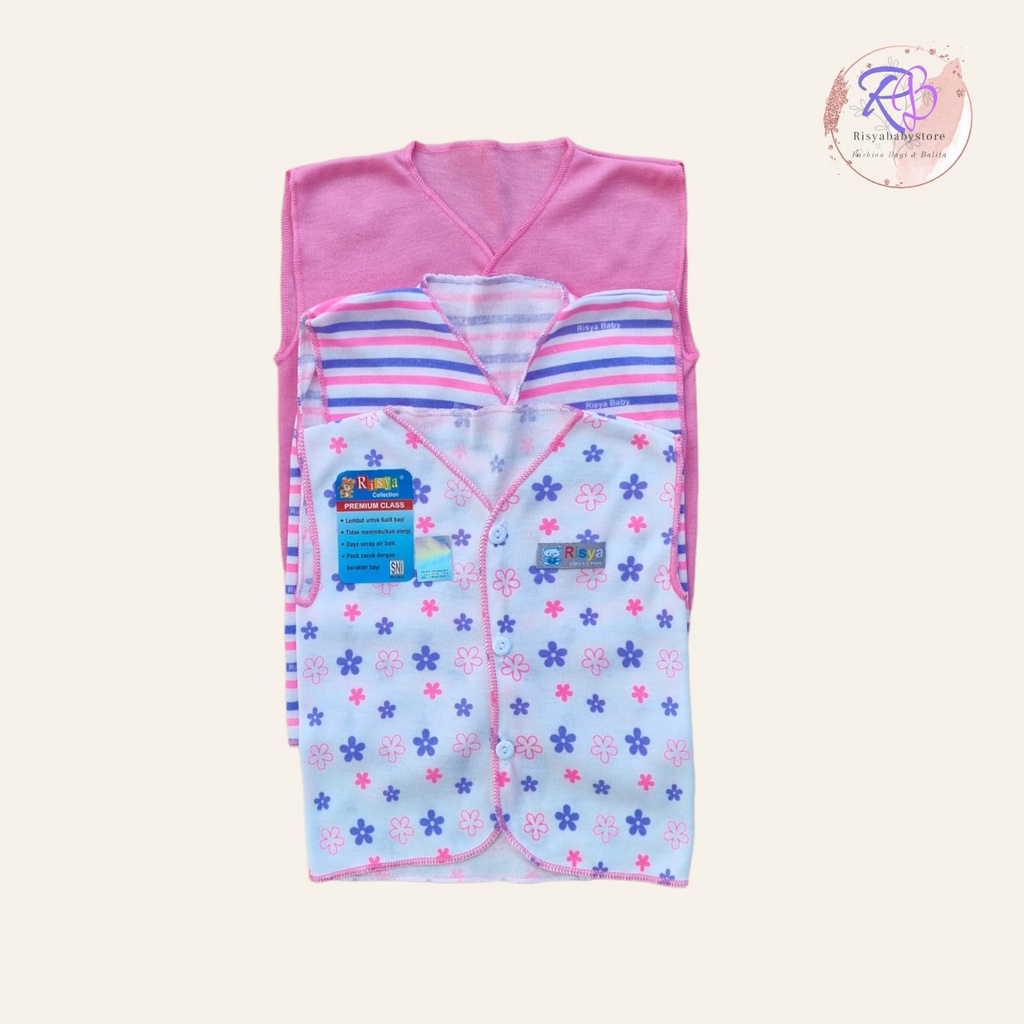 3 PCS Baju Bayi Baru Lahir Lengan Kutung Daleman Bayi Newborn RisyaBaby And Kids