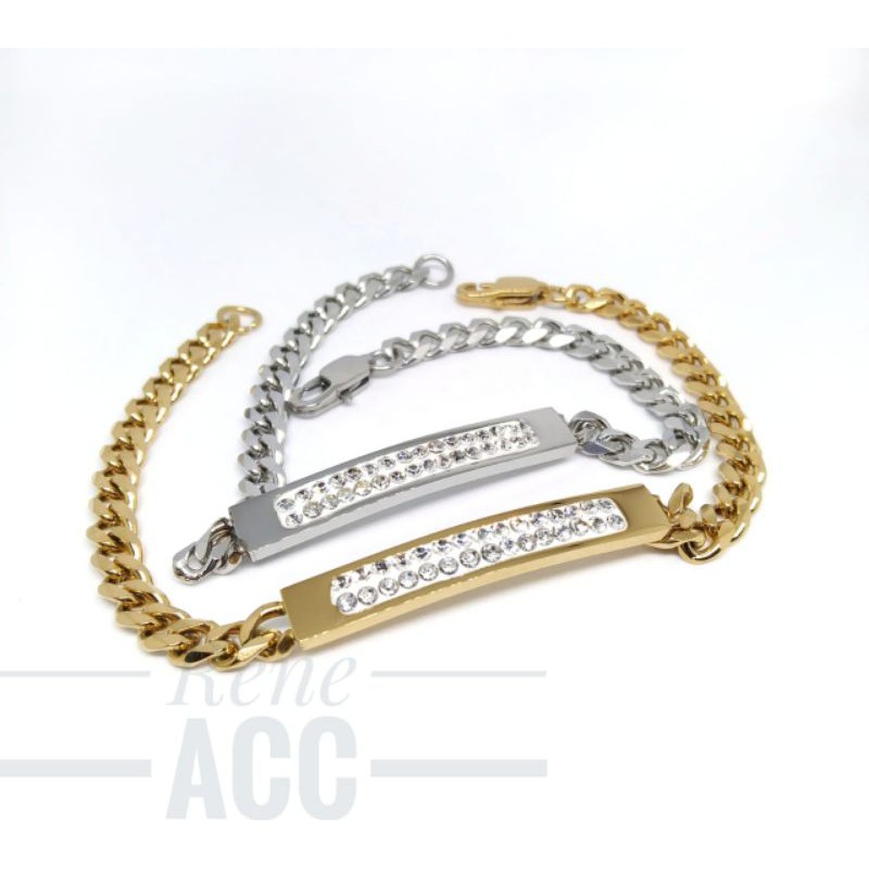 Gelang Titanium wanita Rantai Plat zircon anti karat