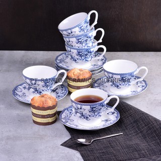  SANGO  Set Cangkir Gelas  Teh Kopi Adelaide Blue Isi 6 