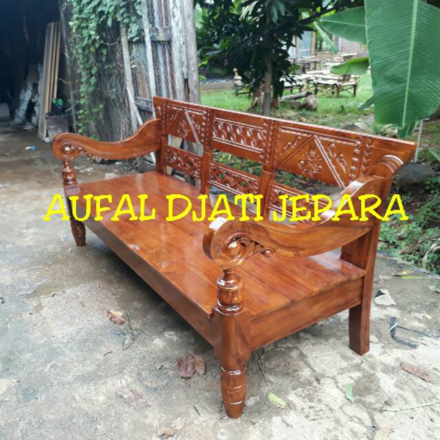 Kursi Teras Jati Jepara Daybed Bangku Risban Bale Bale Ukir Kayu Jati Jepara Antik